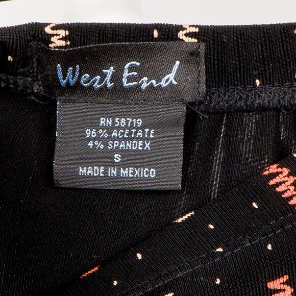 West End Womens Midi Skirt S Y2K Black Orange Stretch Flare Whimsigoth Elastic - Picture 5 of 6